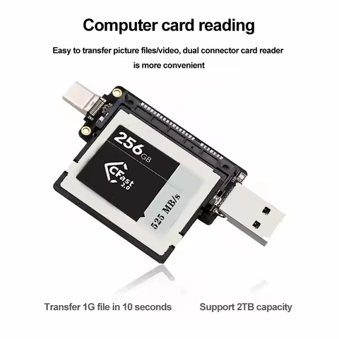 PH851 Portable CFast Memory Card USB3.1 Type-C Type A+C Card Reader 10Gbps for Macbook Laptop Notebo