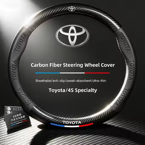 Car Steering Wheel Cover Carbon Fiber Genuine Leather Handle Cover For Toyota 86 Mirai Supra Prado A
