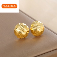 18k saudi gold earrings pawnable legit Cut car flower round earrings hypoallergenic non tarnish dangling
