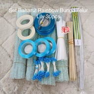 30PCS LILY EGG FLOWER RAINBOW MATERIAL SET COLORFUL/S VELVET WIRE RAINBOW/S