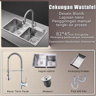 Royalstar Kitchen Sink Bar Set Lengkap Black/Wastafel Stainless Steel Hitam 304 Dengan Kran Angsa F
