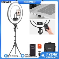NEEWER 18 Inch Edge Lit Ring Light Kit 45W 3300lux 2900K-7000K 12 Scenes with APP 2.4G PC Mac Contro
