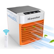 (White+orange) iCoostor Personal Space Air Cooler | Portable Evaporative Air Cooler | Humidifier with Touch Button &amp; Rem