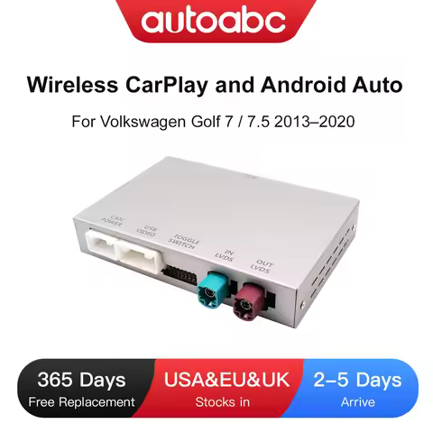 Wireless CarPlay and Android Auto for vw Golf 7 / 7.5 (2013–2020) with MIB1 / MIB2 systems, supporti