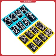 16 Pieces IQ Test Mind Game Toys Brain Teaser Metal Wire Puzzles Trick Toy Metal IQ Puzzle for Kids 