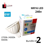 [2PCS] MR16 6W LED BULB ( GU5.3) AC 100-240V  DIRECT BULB