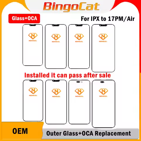 Novecel 5pcs Touch OCA Glass For iPhone 17 Air 14 15 16 13 12 11 pro max Outer Glass+OCA Glue OLED S