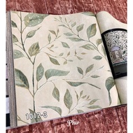 Korean WALLPAPER with Black Leaves and Twigs, GOLD Grey, Thick Fiber, GRACE