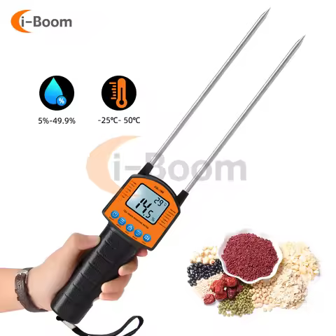 JGL-188 Digital Display Hygrometer Voice Announcement 25cm Metal Probe Grain Temperature and Humidit