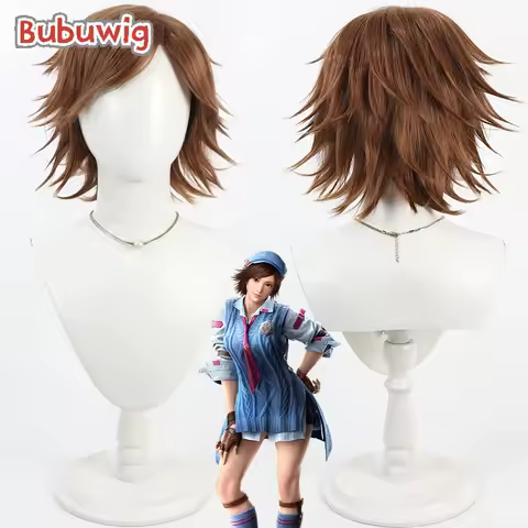 Bubuwig Synthetic Hair Asuka Kazama Cosplay Wigs Tekken 8 Asuka Kazama Halloween 30cm Short Straight