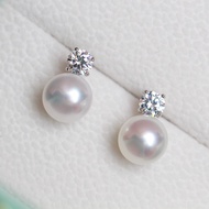 Diamond Earrings Diamond Pearl Earrings, White Gold Pearl Diamond Earrings
