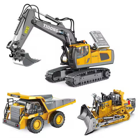 RC Alloy Excavator Bulldozer Remote Control Dump Truck Electric Engineering 2.4G High Tech Vehicle M