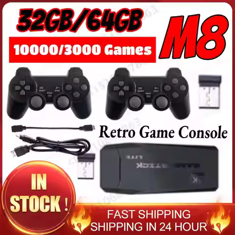 M8 Game Console Video Game Sticks 2.4G Dual Wireless Controller 9 Emulator HD Output 10000+/3000+ Ga