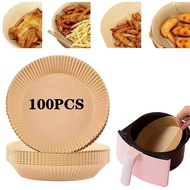 100pcs 20cm Air Fryer Disposable Baking Papers Non-Stick Steamer Round Parchment Paper Liners Kitchen Accessories