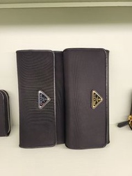 英國代購 英國outlet 直送 Prada Nylon with Leather long wallet Black gold silver logo 長銀包 證件套 信用卡 證件 八達通 多間格 