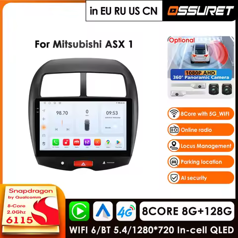 Car Radio For Mitsubishi ASX 1 2010 - 2018 Audio Multimedia Player CarPlay Android Auto GPS Bluetoot