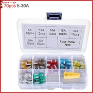 [sg]70Pcs small Automotive Fuse Assortment Kit 5, 7.5, 10, 15, 20, 25 & 30 Amp Mixed