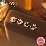 S925 Silver Stud Earrings Elegant Exquisite Butterfly Floral Design Ideal Daily Gift for Women Match