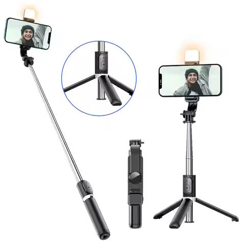 Q02s Fill Light Bluetooth Tripod Selfie Stick Foldable Portable Stand Tripe Stabilizer for Huawei An
