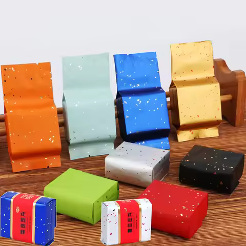 50PCS 5.5x13x2.5cm Open Top Metallic Foil Side Gussets Bag Heat Sealing Coffee Beans Tea Spice Cerea