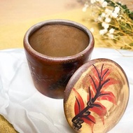 草紋直筒小茶倉 新彩燒 柴燒陶藝 手作作品 | 禮物 茶具 咖啡罐