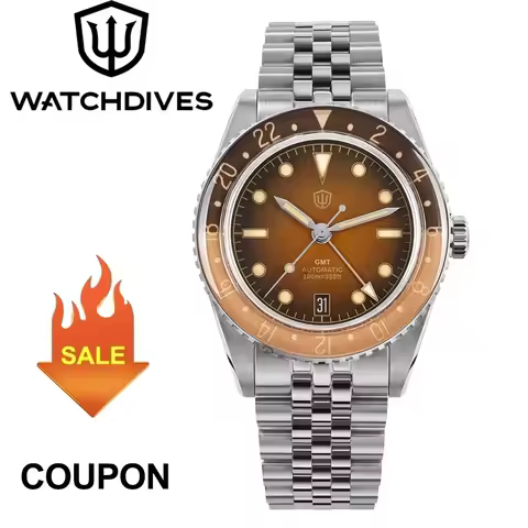 Watchdives WD6542 38mm Men Dive Watch Japan NH34 Automatic Movement Stainless Steel Watches Bubble D