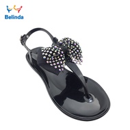 Diamond Cloth Bowknot Crystal Sandals Women's Shoes Women pvc Beach Fashion Flat Shoes