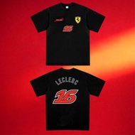 T-Shirt Lengan Pendek Bertanda Tangan Pasukan F1 Racing Ferrari Leclerc No. 16 dan Hamilton No. 44