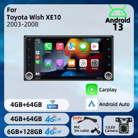 2 Din Head Unit Radio for Toyota Wish XE10 2003-2008 Wireless Carplay Android Auto Android Car Multi