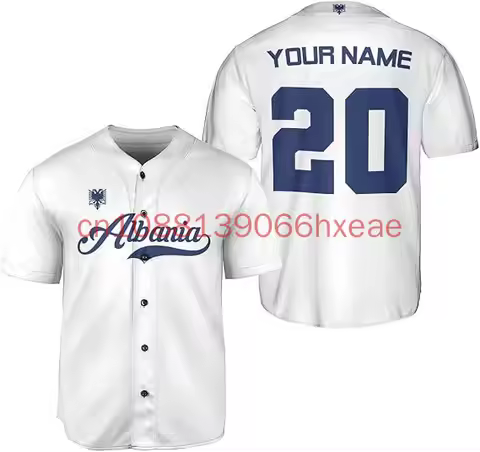 Summer Short Sleeves Men Baseball Jersey Albania Adults Sports Baseball Shirts Printed Personalized 