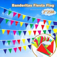 🚀SG Shipping🚀50M Colorful Triangle Flags Fiesta Flag Fabric Bunting Flags for Festival Birthday Part