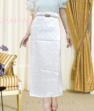 Siampasin ผ้าถุงสำเร็จรูป ผ้าไหมแพรวา ฟรีไซส์เอว 24-40 นิ้ว ผ้าถุงสีขาว ผ้าถุงป้ายตะขอ ผ้าซิ่น ผ้าทอ