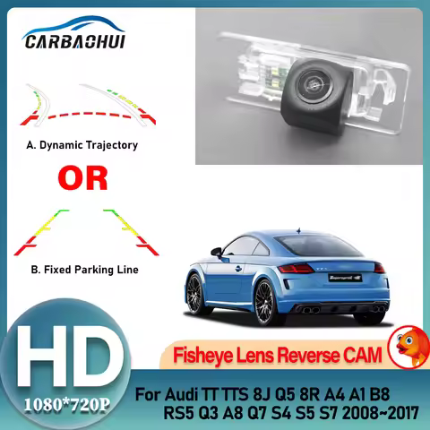 140 Degree HD 1080x720P Fisheye Lens Rear View Camera For Audi TT TTS 8J Q5 8R A4 A1 B8 RS5 Q3 A8 Q7