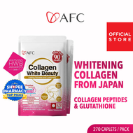 [2 Packs] AFC Collagen White Beauty Skin Supplement - Whitening for Fair &amp; Bright Face Lighten Dark Spots Acne Scars Pigmentation with Glutathione + Vitamin C + L Cystine • Made in Japan • 270 Caplets (Suitable for All Skin Types)