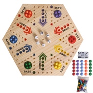 1pc Wooden Board Game Aggravation Board Game Original Marble Game Double Sided Painted 2 to 6 Player