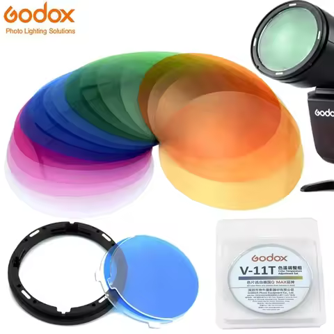 Godox AK-R16 Magnetic Mount Diffuser Plate with V-11C / V-11T Color Effect Gel Set for Godox V1 Seri