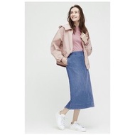uniqlo 牛仔半身裙 彈性長裙 denim stretch narrow split dress u記 休閒裙 後開衩 斯文裙 日系 女裝 women bottom 半截裙 氣質長裙 midi d