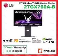 27GX700A-B 27 吋 UltraGear™ QHD 第 4 代 OLED 遊戲顯示器