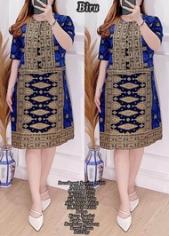 DRESS ROMPI SONGKET TERBARU 2023-DRESS JUMBO WANITA TANGAN PENDEK-DRESS NATAL TAHUN INI TERLARIS