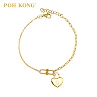 POH KONG 916/22K Yellows Gold Exquisite "Love Lock" Charm Design Bracelet