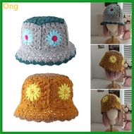 Ong Western Cloche Hat Handwoven Breathable Cloches Style Vintage Flower Hat Crocheted Colorful Vintage Daisy