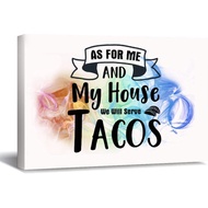 Canvas Print Wall Art, As for Me And My House We Will Serve Tacos Window Frame Style Wall Framed Art