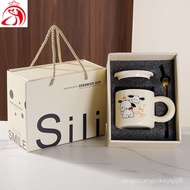 Cute Milk Pasha Dog Fufu Horse Cup With Lid Spoon Large Capacity Double Water Female Ceramic Portabl