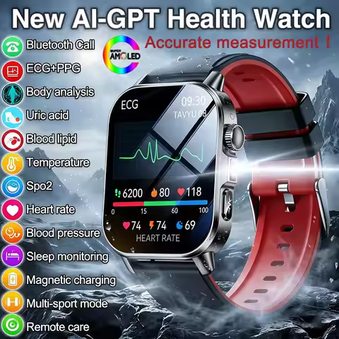 2026 New Accurate Diagnosis Smart Watch ECG Blood oxygen BP Uric acid Lipids Health HD AMOLED Screen