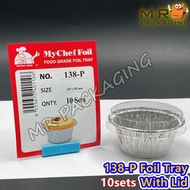 138-P Aluminium Foil Tray with Clear Lid [ 10sets ± ] Bulat / Round My Chef Foil Tray 138 - P 