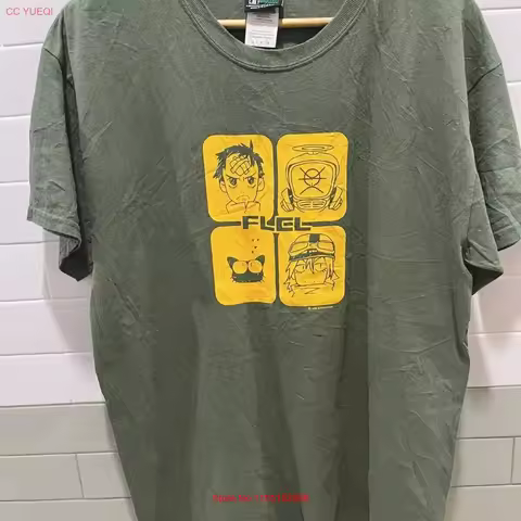 Vtg 1999 Y2k FLCL Fooly Cooly Furi Kuri Anime Japan Broccoli Gear T Shirt vintage Washed Soft Unisex