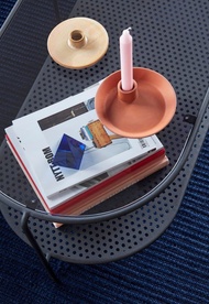 【Hübsch】－020915 黑色玻璃桌面金屬網格茶几 矮桌 客廳桌