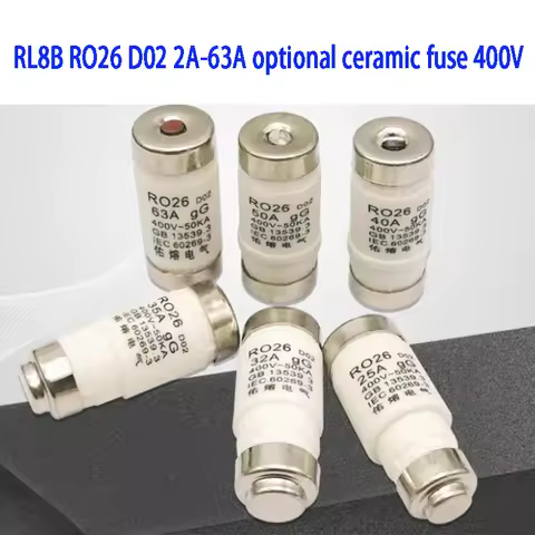 Fuse:RL8 tube D01 fuse R026 RO26 D02/D01 63A 50A 40A 35A 32A 25A 20A fuse core 400V 380V spiral fuse