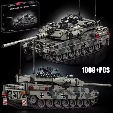 Military WW2 MOC Leopard 2A7 Army Main Battle Tank Soldiers Building Blocks Bricks M1 T90M Tank Set 