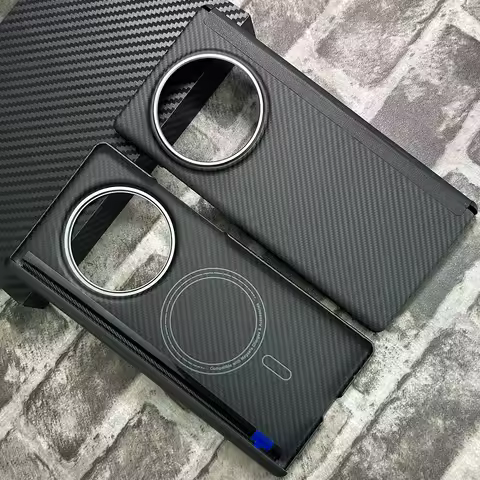 Magnetic 600D Real Aramid Carbon Fiber Hinge Phone Case Cover On For Vivo X Fold 3 Pro 5G Global Fol